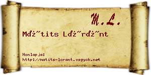 Mátits Lóránt névjegykártya